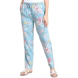 go colors Viscose Lounge Pants Full Length For Women | Breathable, Mid Rise, Blue-picture-28