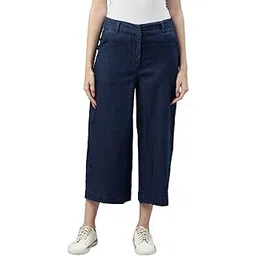 go colors Women Blue High Rise Cotton Denim Culottes-picture-15