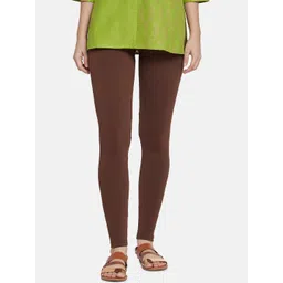 Go Colors Women Brown Solid Ankle Length Slim Fit Leggings-image-17