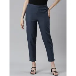 Go Colors Women Linen Cropped Comfort Trousers-picture-10