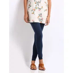 Go Colors Women Navy Blue Solid Churidar Length Leggings-picture-25
