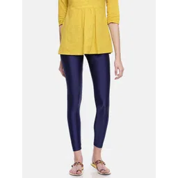 Go Colors Women Navy Blue Solid Skinny Fit Shimmer Ankle-Length Leggings-picture-19