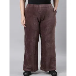 Go Colors Women Plus Size Relaxed Loose Fit Cotton Corduory Parallel Trousers-image-16