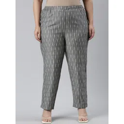 Go Colors Women Plus Size Striped Tailored Tapered Fit Trousers-picture-40