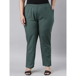Go Colors Women Plus Size Tailored Tapered Fit Cotton Trousers-picture-35