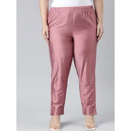 Go Colors Women Plus Size Tailored Tapered Fit Modal Trousers-picture-34