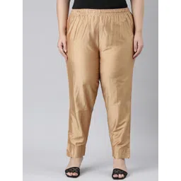 Go Colors Women Plus Size Tailored Tapered Fit Modal Trousers-picture-37