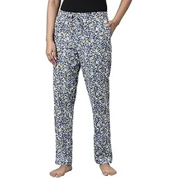 go colors Women Printed Black Cotton Knit Lounge Pants-picture-42