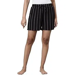 go colors Women Printed Black Woven Viscose Lounge Shorts-picture-26