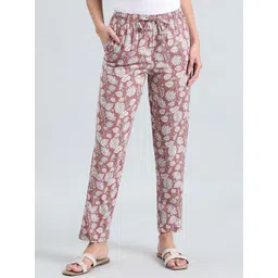 Go Colors Women Printed Mid-Rise Lounge Pants-image-0