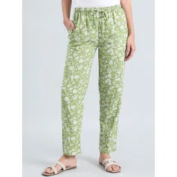 Go Colors Women Printed Mid-Rise Lounge Pants-image-2