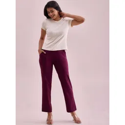 Go Colors Women Relaxed Fit Mid Rise Easy Wash Flat-Front Trousers-picture-19