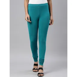 Go Colors Women Sea-Green Solid Churidar-Length Cotton Leggings-picture-40