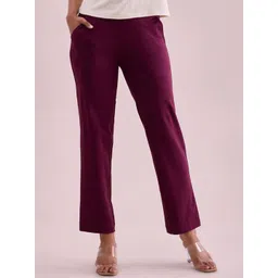 Go Colors Women Solid Regular Fit Mid Rise Regular Trousers-picture-21