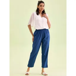 Go Colors Women Solid Relaxed Mid Rise Loose Fit Regular Trousers-picture-35