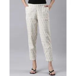 Go Colors Women Striped Tailored Tapered Fit Trousers-picture-24