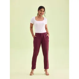 Go Colors Women Tailored Tapered Fit Pleated Trousers-picture-22