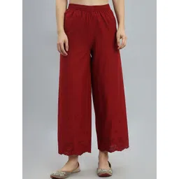 Go Colors Women Textured Embroidered Relaxed Trousers-picture-26