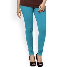 Go Colors Women Turquoise Blue Solid Churidar Length Leggings-picture-24