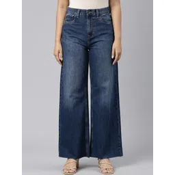 Go Colors Women Wide Leg High-Rise Cotton Light Fade Jeans-picture-27