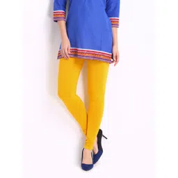 Go Colors Women Yellow Solid Churidar Length Leggings-picture-30