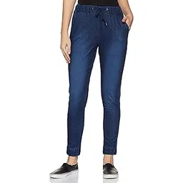 go colors Women's High Rise Relaxed Pants (LJ07-BLUE DN89-S_Blue Denim_Small)-picture-12