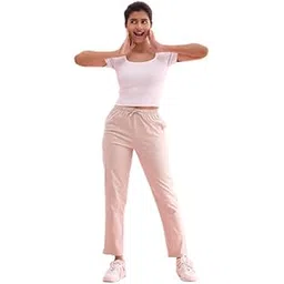 go colors Women's' Printed Light Beige Mid Rise Cotton Knit Relaxed Fit Lounge Pants-picture-14