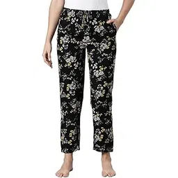 Viscose Women's Printed Mid Rise Casual Style Lounge Pants-image-6