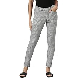 Women Black Stripes Printed Jeggings-image-14