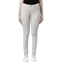 Women Slim Grey Mid Rise Cotton Stripe Printed Jeggings - Large-image-38