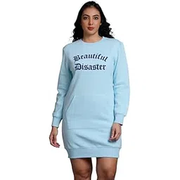 go devil 100% Cotton Printed Sweatshirt Dress Regular Casual Fit Winter Wear for Women/Girls | Trendy Style Crafted with Comfort Fit and High Performance for Everyday Wear-picture-34