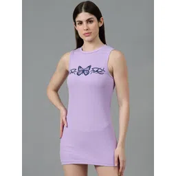 GO DEVIL Cotton Printed Round Neck Sleeveless T-shirt Mini Dress-picture-41