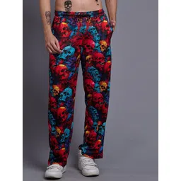 GO DEVIL Men Floral Printed Original Cotton Loose Fit High-Rise Joggers Trousers-picture-24