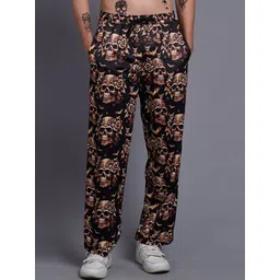 GO DEVIL Men Floral Printed Original Loose Fit High-Rise Trousers-picture-17