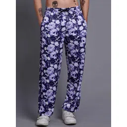 GO DEVIL Men Floral Printed Original Loose Fit High-Rise Trousers-picture-16