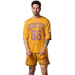 go devil Men's Oversized Soft Cotton Printed T-Shirts with Pajama Shorts Night Suit Cord Set - Stylish Comfort for Men's Nightwear-picture-28