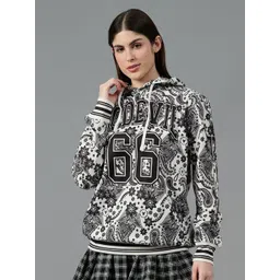 GO DEVIL Women Alphanumeric Printed Hooded Sweatshirt-picture-40