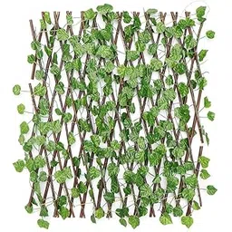 Go Hooked Wood&Plastic Artificial Expanding Wood Fence Trellis Artificial Plant Garden Green Wall Leaf Ivy Wood Fence for Home Decor Garden Decor Restaurant Decor(60 X 20 Inch,Pack of 1)-picture-12