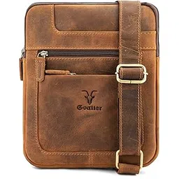 goatter Genuine Leather Slim Design Multi Pocket 11" Inch Messenger Sling Bag For Men,(Medium Size)-picture-35