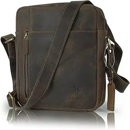 goatter Hunter Leather 10”Inch Multi Pocket Crossbody Messenger Bag For Men (Brown) GTHT-13-picture-27