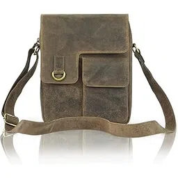 goatter Hunter Leather 11" Travel Messenger Bag for Men – Crossbody Shoulder Satchel with Adjustable Strap, Brown-picture-22