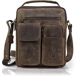 goatter Hunter Leather 11”Inch Multi Pocket Men's Messenger Bags, (Coffee Brown) GTHT-07-picture-29