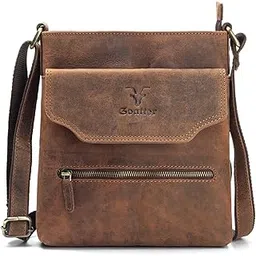 goatter Hunter Leather Crossbody Messenger Bag – Unisex Shoulder Satchel for Men and Women, Stylish and Durable, Brown-picture-18