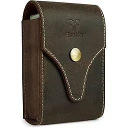 Goatter Leather Material Mens Cigarette & Lighter Cover, Dark Brown (Only Cover)-picture-21