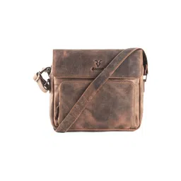 Goatter Men Coffee Brown Leather Messenger Bag-picture-18