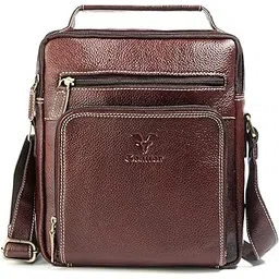 goatter Men's Genuine Leather 11.5" Inch Messenger Bags, Brown-picture-24