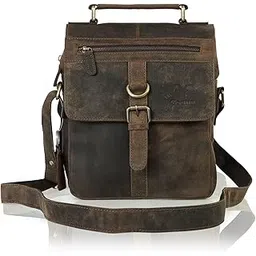 goatter Men’s Hunter Leather 11-Inch Messenger Bag – Compact Crossbody Shoulder Satchel for Men, Brown [GTHT-12]-picture-19