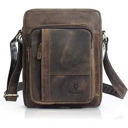 goatter Unisex Hunter Leather Messenger Bag 11" with Multi-Pockets – Crossbody Travel Satchel for Men, Brown [GTHT-02]-picture-16