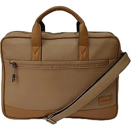 goblin Terra Office bag Professional Laptop Bag, 15-inch, Vegan Leather, Tan, 41x30x8 cm, Slim Office Bag with Shoulder Strap image 1