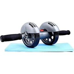 GOCART WITH G LOGO Ab Roller With Mat Ab Exerciser (2 WHEEL REBOUND AB ROLLER, Grey)-picture-14